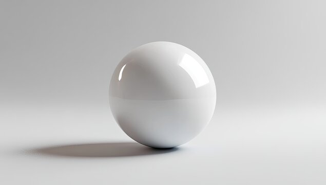 Single white sphere on light gray surface
