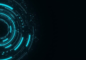 Aufkleber - Glowing blue circles on a dark background suggest modern technology