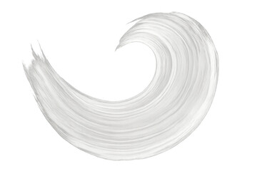 Poster - White paint brush curling on transparent surface, creating artistic stroke with delicate movement and clean aesthetic