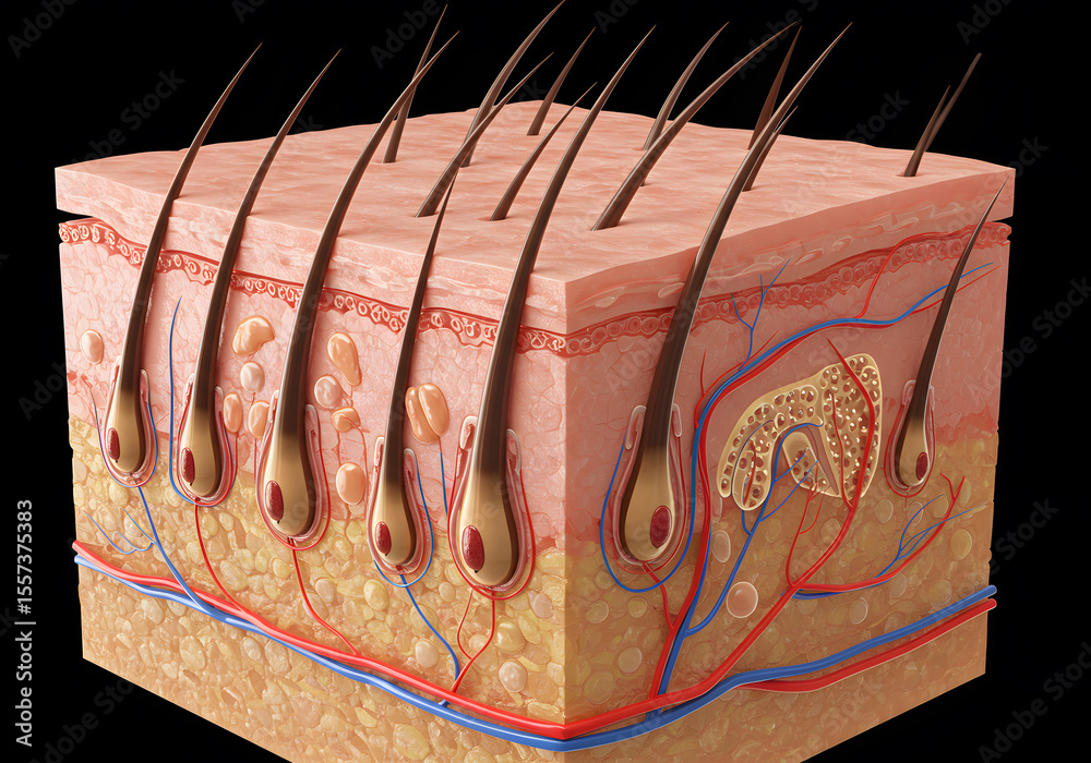 Human skin anatomy cross section Stock Illustration | Adobe Stock