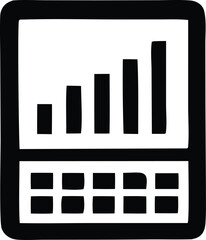 Fototapete - Simple black and white icon representing a laptop displaying a rising bar graph with a keyboard below