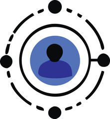 Poster - Abstract representation of a person connected to a network of nodes symbolizing digital interaction and community building