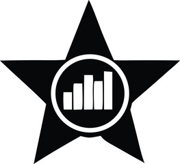 Poster - Bold black star emblem featuring a white circle containing a rising bar graph symbolizing growth and success