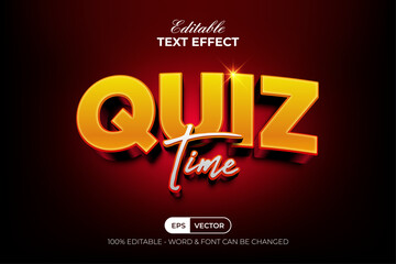 Aufkleber - Quiz Time Editable Text Effect 3D Golden Curved Style.