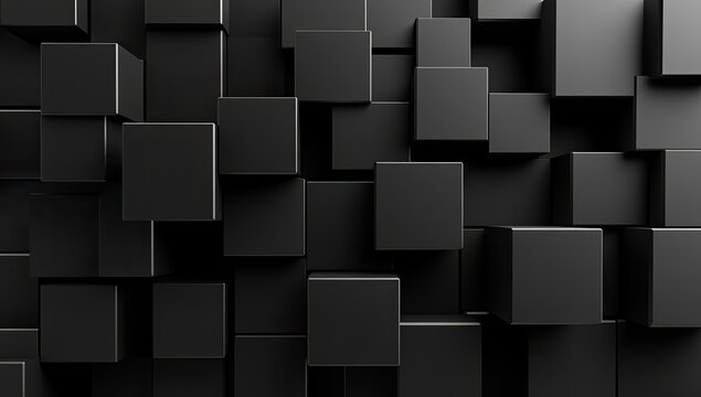 Abstract background of many clustered black cubes
