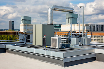 Leinwandbilder - Efficient rooftop commercial equipment installation Generative AI