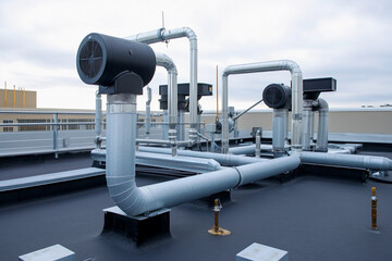 Aufkleber - Efficient commercial rooftop plumbing and ventilation setup Generative AI