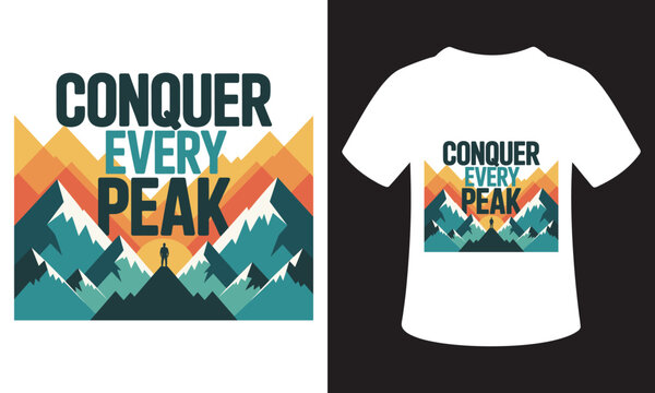 Typhography T-Shirt Design On National Mountain Climbing Day