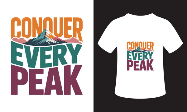 Typhography T-Shirt Design On National Mountain Climbing Day