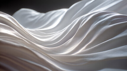 Poster - Abstract White Fabric Flowing with Soft Light and Shadow Waves