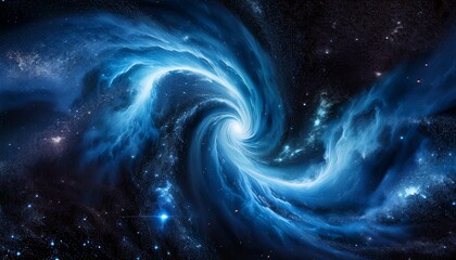 Wall Mural - cosmic nebula swirls in blue and black wallpaper background
