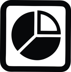 Poster - Simple black and white icon representing a pie chart divided into three sections within a rounded square border