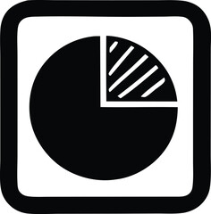 Poster - A simple bold black and white icon depicting a pie chart with one segment shaded with diagonal lines enclosed in a rounded square