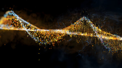 Fototapete - Glowing Particle Stream Waving Against Transparent Background Abstract Visualization