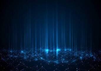 Aufkleber - Abstract network background with glowing lines and polygon connections