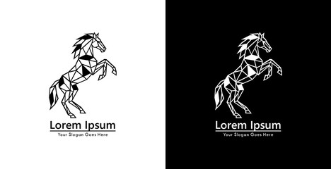 Aufkleber - Standing horse logo design with modern geometric style