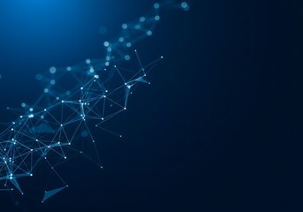 Aufkleber - Abstract network connection data on a blue background