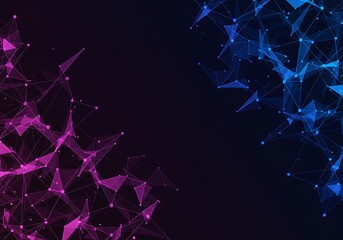 Aufkleber - Abstract network connections in purple and blue on dark background