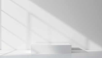 Poster - Minimalist White Display Platform with Soft Shadows and Light