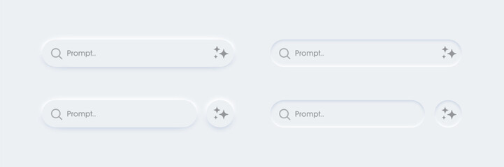 Aufkleber - 3D white generative AI bar isolated on background. AI generates.  Elegant neumorphic buttons. Element for website, mobile app, and navigation. Neumorphism design style. Vector illustration.
