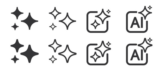 Poster - Set of generative AI icons. AI star symbol. AI logotype. Artificial intelligence technology and Machine learning concept. Icon Element for website, mobile app. Vector illustration.
