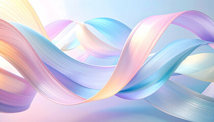 Poster - Flowing colorful abstract ribbons with soft hues and smooth curves