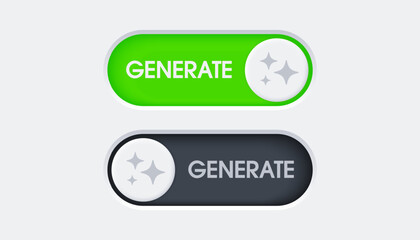 Aufkleber - 3D generative AI button. AI generates. Minimal toggle switch. Artificial intelligence technology and Deep learning. AI enters by command prompt to generate ideas. Trendy and modern vector in 3d style.