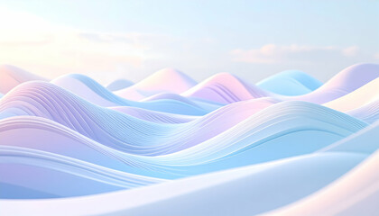 Poster - Abstract wavy landscape in soft pastel colors with gentle curves
