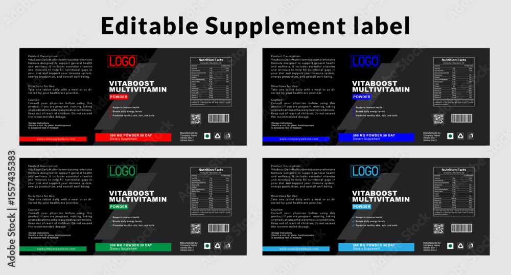 Supplement label design, supplement label template, vitamin label ...