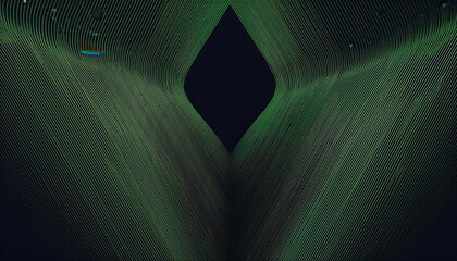 Wall Mural - abstract emerald green diamond shape with textured lines and dark center for modern digital backgrou