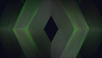 Wall Mural - abstract emerald green diamond shape with textured lines and dark center for modern digital backgrou