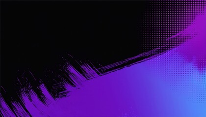 Wall Mural - vibrant digital brush stroke in black and purple with halftone texture for tech branding or futurist
