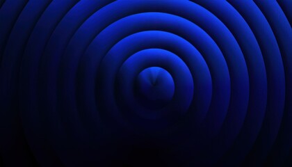 Wall Mural - abstract blue concentric tunnel with gradient radial rings and dark center for tech branding or digi