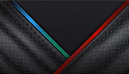 Wall Mural - sleek abstract black background with diagonal metallic red blue green lines and modern striped textu
