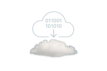 Fototapete - Digital Cloud Transfer: This photo captures the essence of modern digital transfer and storage, where data elegantly flows between a graphic cloud and another.