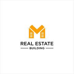 Aufkleber - initial M logo design with real estate vector. construction property apartment building vector template