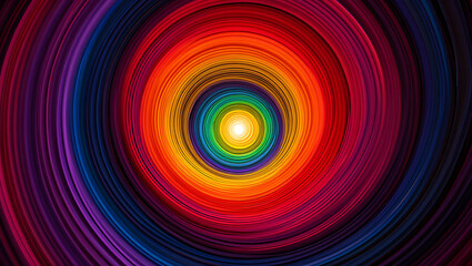 Poster - Vibrant Rainbow Concentric Circles Abstract Background Design Colorful Swirling Spiral Pattern image