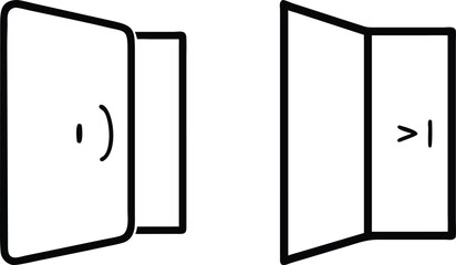 Aufkleber - Simple Door Icons: Open and Closed, Vector Illustrations for Website and App Design