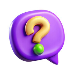 Aufkleber - 3d question mark inside purple speech bubble isolated on transparent background