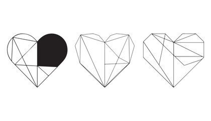 Poster - Geometric heart outlines with solid black section vector