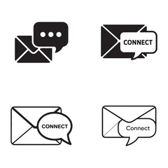 Poster - Four black and white icons of envelopes with speech bubbles