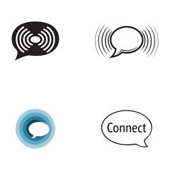 Poster - Four speech bubble icons with communication symbols