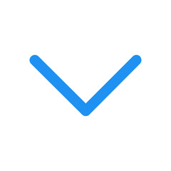 Poster - Blue downward pointing arrow graphic on a white background in a simple vector illustration style