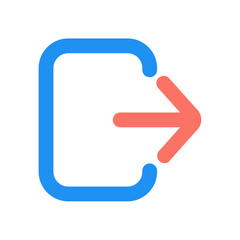 Aufkleber - Blue outlined square with an arrow pointing right indicating exit or logout functionality shown here
