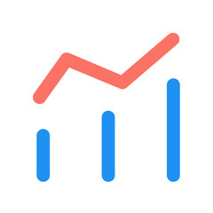 Poster - Illustration of a simple bar graph with an upward trending line on a white background view