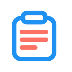 Poster - Illustration of a blue clipboard with red lines representing text on white background view simple