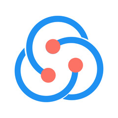 Leinwandbilder - Illustration of three interconnected blue circles with three orange dots at the intersections of the circles