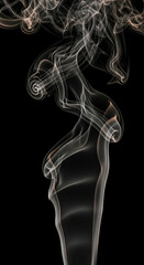 Poster - Abstract image of swirling grey smoke on black background, creating elegant, flowing shapes, suggesting mystery, fluidity and ethereal beauty