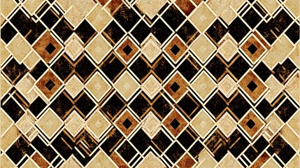 Wall Mural - Abstract Geometric Diamond Pattern Seamless Texture Gold Brown Black