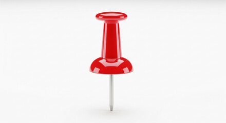 Poster - Red pushpin isolated on white background, simple design, symbolizes focus, attention, or marking important information, suitable for minimalist concepts